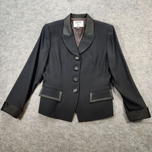 Kasper ASL Petite Blazer Women 6P Black Long Sleeve Fabric Button Career Vintage - Picture 1 of 11